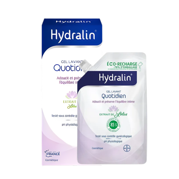 Le lot x2 : Hydralin Gel Lavant Quotidien – flacon + recharge