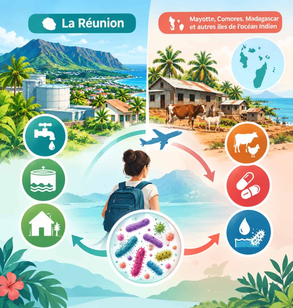 importation de bactéries résistantes à la réunion