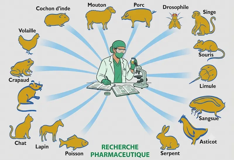Animaux et Médecine animaux de la recherche pharmaceutique
