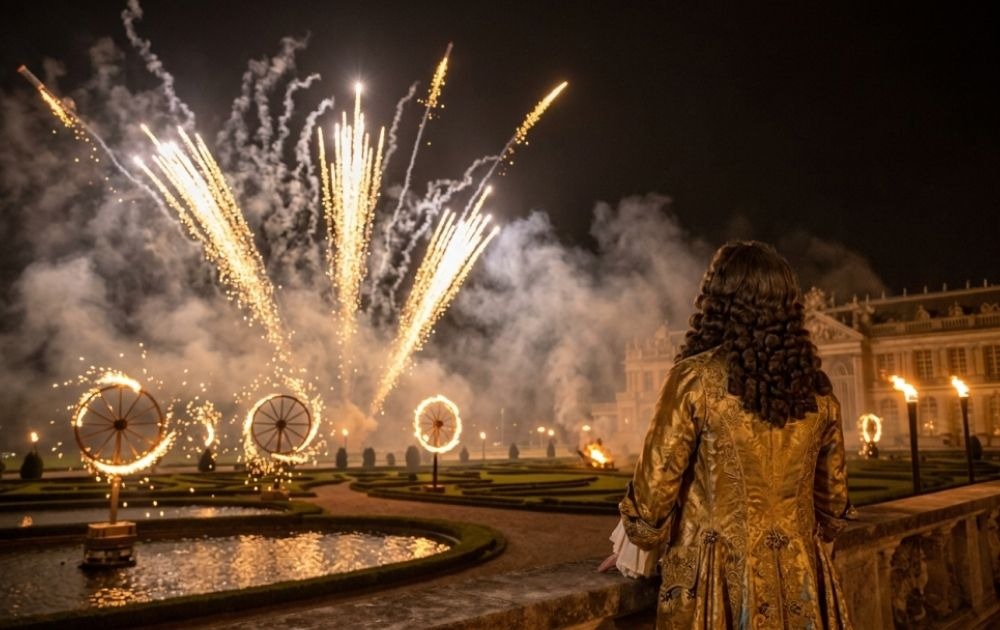 roues catherine des feux d'artifice sous l'époque du roi soleil